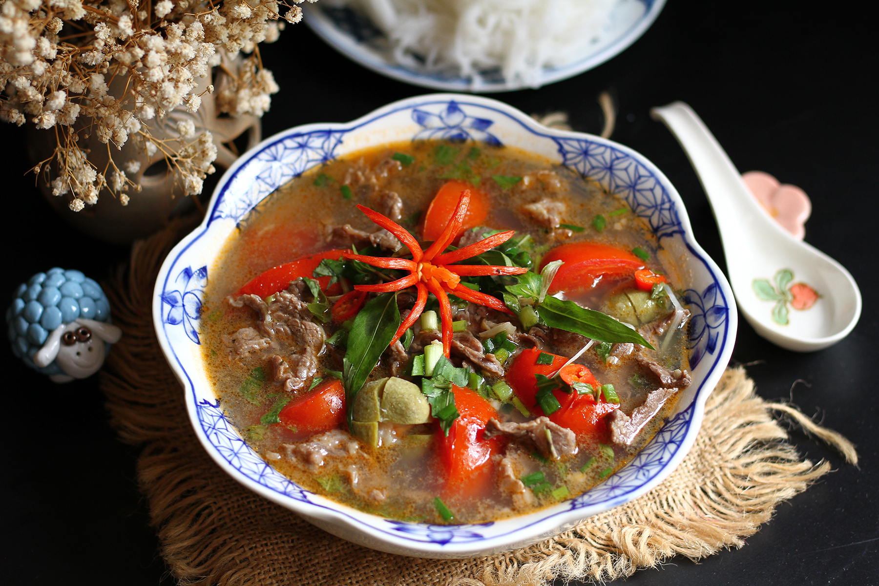 HaNoi Tomato Beef Soup With Vietnamese Coriander